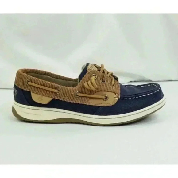 Sperry Top Sider Size 6.5M Women s Denim Corduroy Three Eye Boat Shoes STS90253 - Picture 2 of 12